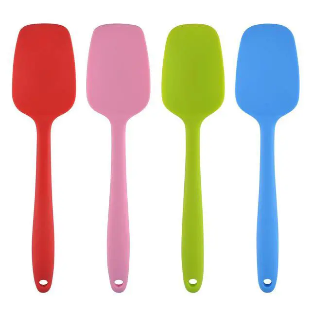 Alt view image 2 of 7 - Silicone Spatulas, 10.6 inch Rubber Spoon Spatula Heat Resistant One Piece Design Seamless Non-Stick Spoonulas Flexible Scrapers Baking Mixing Tool (4 Pcs)