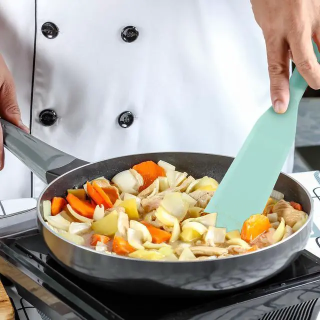 Alt view image 5 of 5 - Crepe Spatula Narrow Silicone Thin Spatula Omelet Turner Multifunctional Long Heat Resistant Cooking Non Stick Pancake for Omelet Crepes Cooking Egg Burgers Pizza Pancake Steak(Aqua Sky)