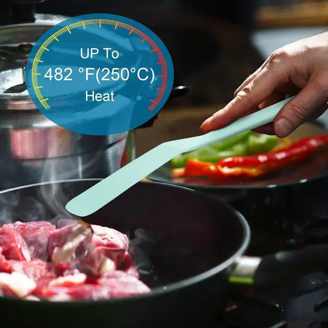 Alt view image 4 of 5 - Crepe Spatula Narrow Silicone Thin Spatula Omelet Turner Multifunctional Long Heat Resistant Cooking Non Stick Pancake for Omelet Crepes Cooking Egg Burgers Pizza Pancake Steak(Aqua Sky)