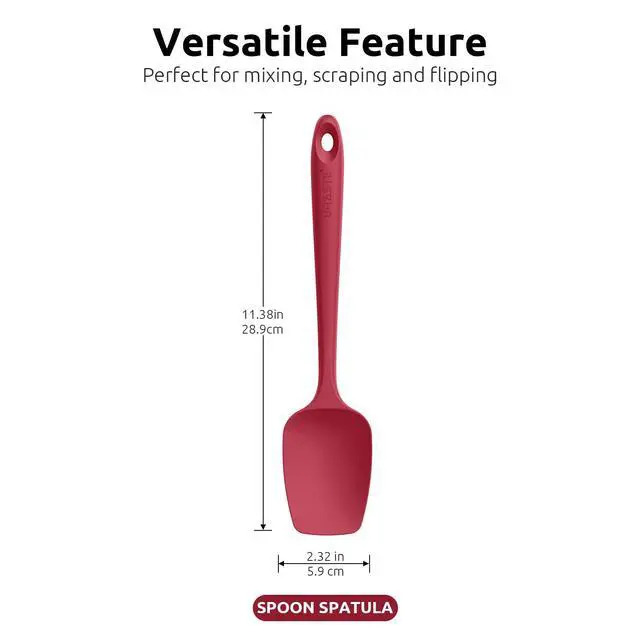 Alt view image 2 of 6 - Silicone Spoon Spatula Set: 480ºF Heat Resistant Food Grade Flexible Rubber Spoonula, Nonstick Cooking Mixing Scooping Kitchen Baking Scraper Utensils Set of 3 for Pan, Pot, Bowl (Colorful)