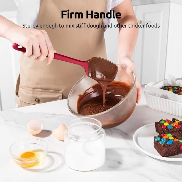 Alt view image 4 of 6 - Silicone Spoon Spatula Set: 480ºF Heat Resistant Food Grade Flexible Rubber Spoonula, Nonstick Cooking Mixing Scooping Kitchen Baking Scraper Utensils Set of 3 for Pan, Pot, Bowl (Colorful)