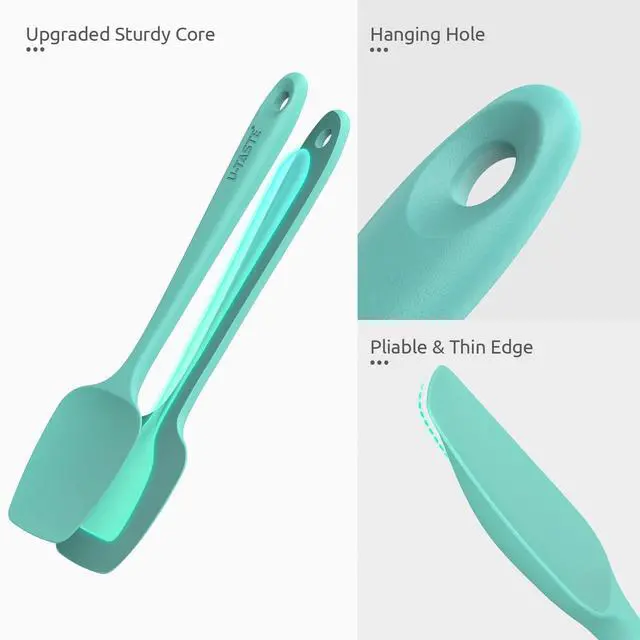 Alt view image 5 of 6 - Silicone Spoon Spatula Set: 480ºF Heat Resistant Food Grade Flexible Rubber Spoonula, Nonstick Cooking Mixing Scooping Kitchen Baking Scraper Utensils Set of 3 for Pan, Pot, Bowl (Colorful)