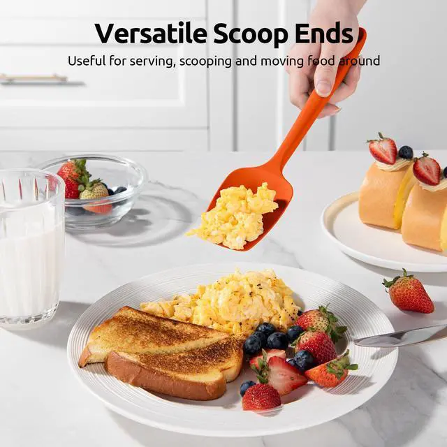 Alt view image 6 of 6 - Silicone Spoon Spatula Set: 480ºF Heat Resistant Food Grade Flexible Rubber Spoonula, Nonstick Cooking Mixing Scooping Kitchen Baking Scraper Utensils Set of 3 for Pan, Pot, Bowl (Colorful)