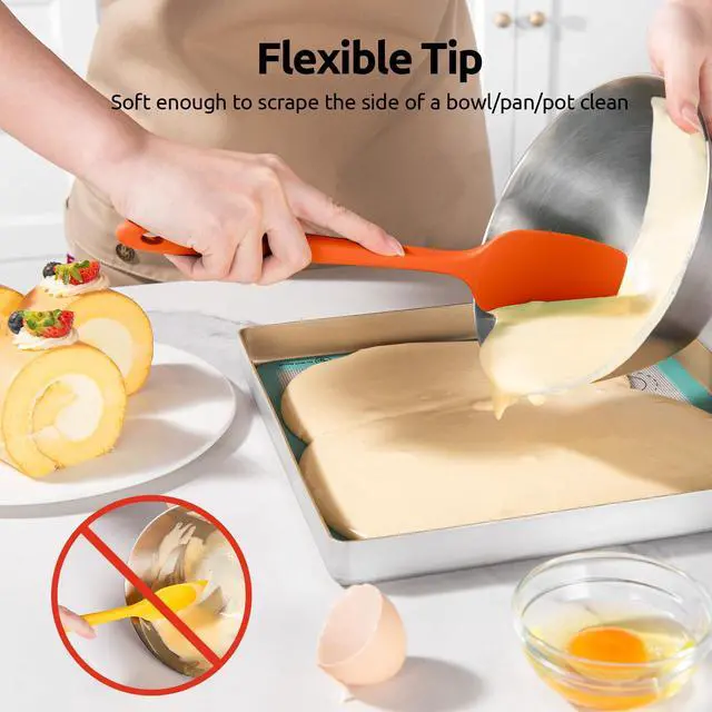Alt view image 3 of 6 - Silicone Spoon Spatula Set: 480ºF Heat Resistant Food Grade Flexible Rubber Spoonula, Nonstick Cooking Mixing Scooping Kitchen Baking Scraper Utensils Set of 3 for Pan, Pot, Bowl (Colorful)
