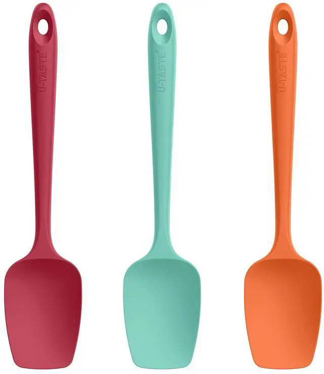 Main image of Silicone Spoon Spatula Set: 480ºF Heat Resistant Food Grade Flexible Rubber Spoonula, Nonstick Cooking Mixing Scooping Kitchen Baking Scraper Utensils Set of 3 for Pan, Pot, Bowl (Colorful)