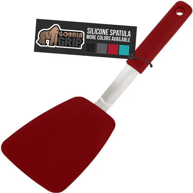 Main image of Free Silicone Spatula for Non Stick Frying Pan, Heat Resistant Flexible Head, Patented Comfortable Rubber Handle, Non-Scratch Kitchen Turner, Flip Burgers, Pancakes, 11.6 in, Red