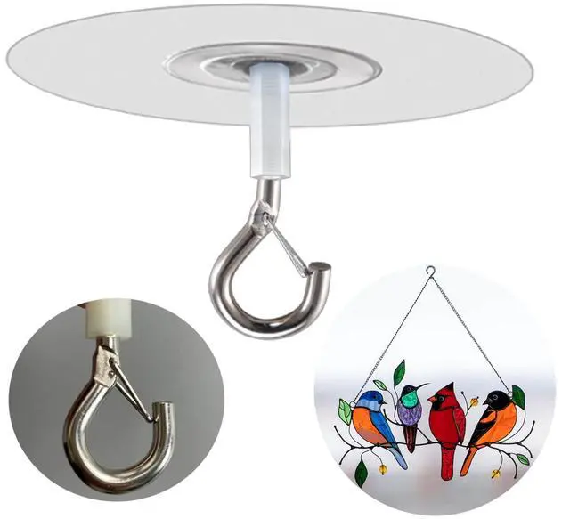 Main image of No Hole Adhesive Ceiling Hooks for Hanging Light Plants,Sticky Eye Hooks for Hanging Boby Mobile Curtain,Set of 10 (Round)