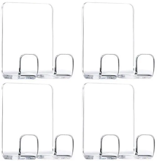 Main image of Clear Adhesive Hooks for Shower Wall Shaver Holder Razor Holder Storage Holders for Phone, Bathtub Organizers and Storage Shower Hook Kitchen Organizer for Razor Plug Towel (Clear-4pcs)