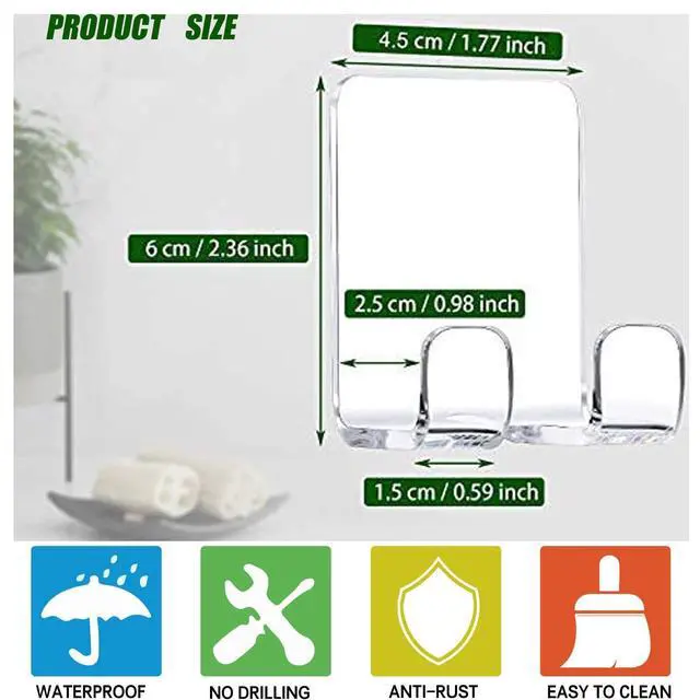 Alt view image 4 of 7 - Clear Adhesive Hooks for Shower Wall Shaver Holder Razor Holder Storage Holders for Phone, Bathtub Organizers and Storage Shower Hook Kitchen Organizer for Razor Plug Towel (Clear-4pcs)