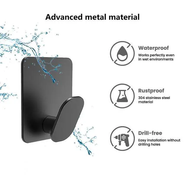 Alt view image 2 of 4 - Pack RV Adhesive Hooks, Stainless Steel Wall Hooks for Camper & RV Use, Multi-Purpose Hooks for Towel, Keys & Bags, Ideal RV Bathroom & Kitchen Accessories (Matte Black)