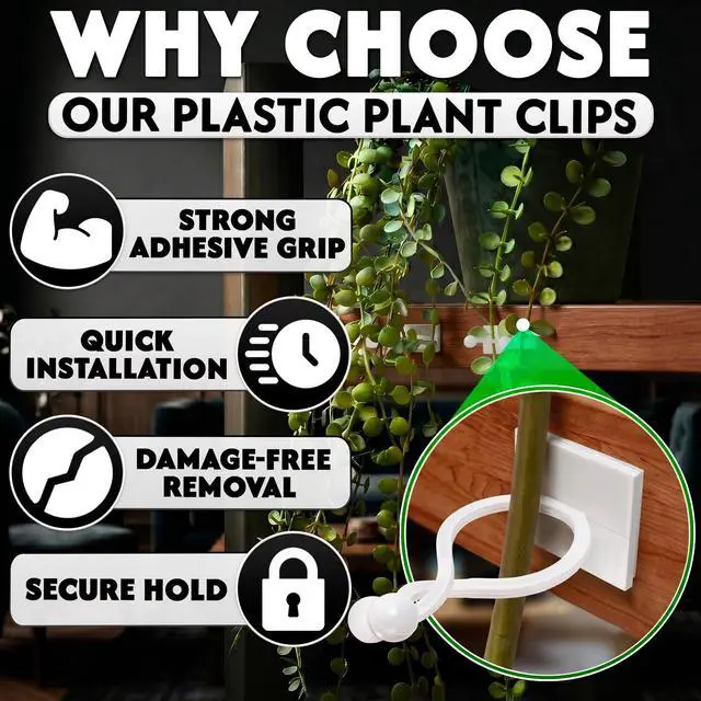 Alt view image 4 of 7 - Pcs Climbing Plant Wall Clips, Flexible, Self-Adhesive (White)