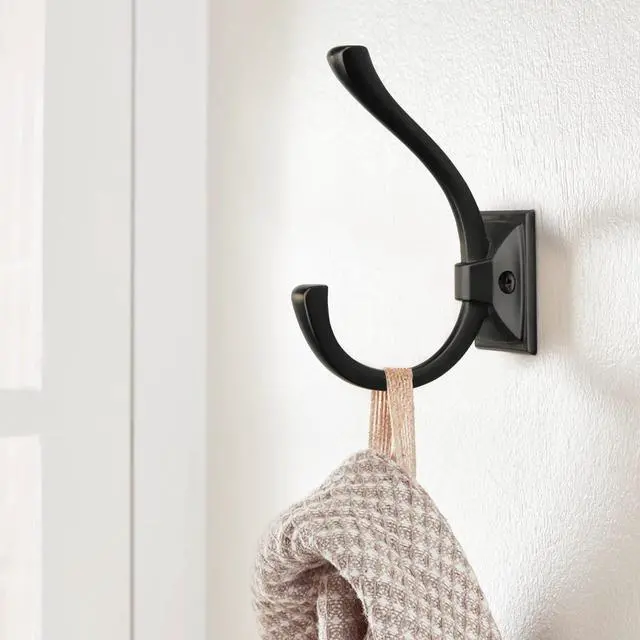 Alt view image 4 of 6 - Pack Antique Design Wall Hanging Coat Hooks - Matte Black Coat Hooks Towel Hook for Entry Shoe Cabinet, Wardrobe Bathroom Bedroom Furniture Hardware