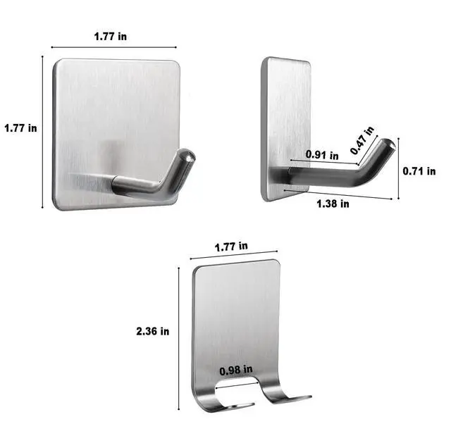Alt view image 2 of 6 - Pack Adhesive Hooks, 4 Pack Razor Holder for Shower and 4 Heavy Duty Waterproof Sticky Hooks for Hanging Towels, Loofah, Coat, Hat (Silver)
