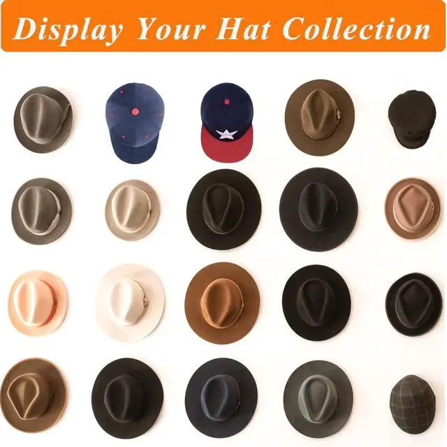 Alt view image 4 of 7 - Adhesive Hat Hooks Hat Hangers 10lbs Sticky Wall Rack for Baseball Caps, Bucket Hats, Cowboy Hats, Extended Wooden Pegs Handmade - Bathroom Door Cloest Entryway Wardrobe-8 Pack