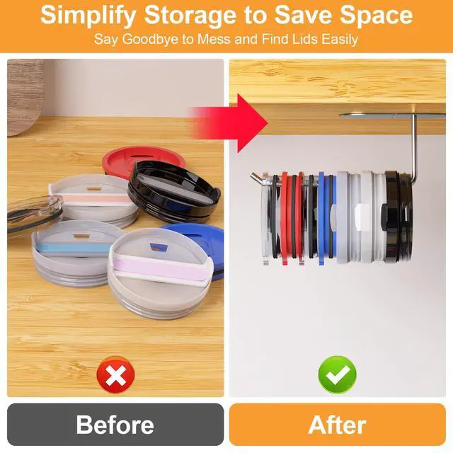 Alt view image 5 of 7 - Pack Tumbler Lid Organizer, Space Saving Cup Lid Organizer