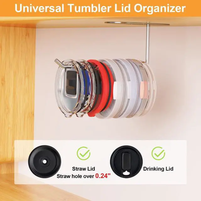 Alt view image 3 of 7 - Pack Tumbler Lid Organizer, Space Saving Cup Lid Organizer