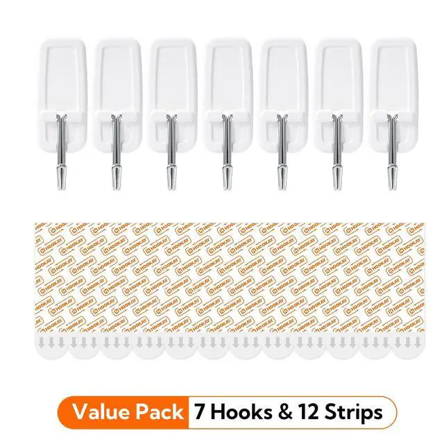 Alt view image 6 of 6 - 3lbs Wire Toggle Hooks, Organize Damage-Free, No Tools Hanging for Home Office Organization Items, Holds up to 3 lb, Includes 7 White Hooks and 12 Adhesive Strips