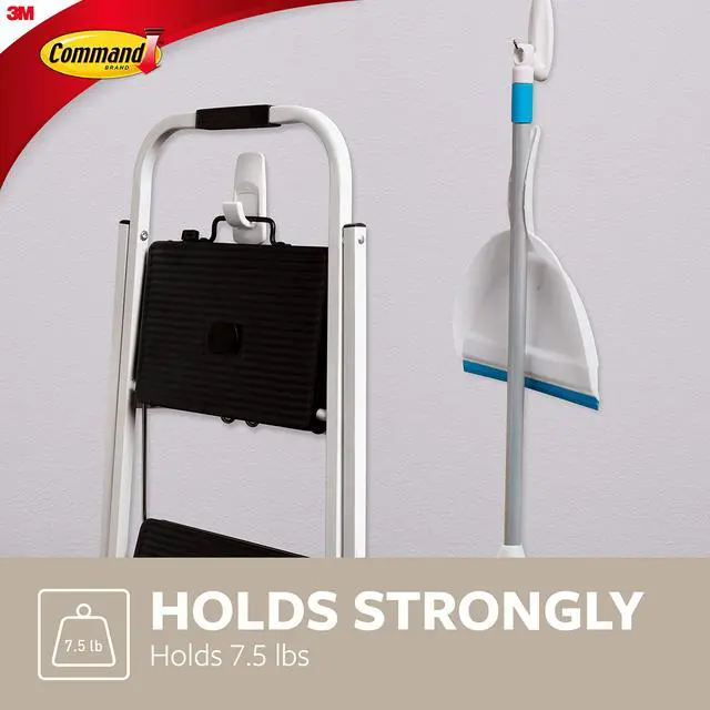 Alt view image 3 of 7 - lb Jumbo Utility Hook, 2 Hooks and 4 Strips, Damage Free Hanging Wall Hooks with Adhesive Strips, No Tools Adhesive Hooks for Hanging, Organization and Storage