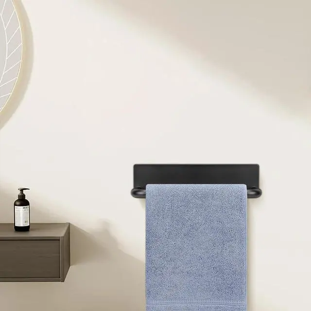 Alt view image 7 of 7 - Self Adhesive Hand Towel Holder- 304 Stainless Steel Hand Towel Bar for Bathroom Kitchen Stick on Wall, Towel Ring No Drilling, 9 Inch (Black)