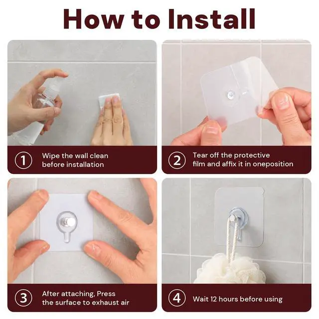 Alt view image 5 of 7 - 24 PCS Picture Hangers,Wall Hangers Without Nails,Adhesive Hooks for Hanging,Wall Hooks,Waterproof and Rustproof to use Inside Kitchen8mm