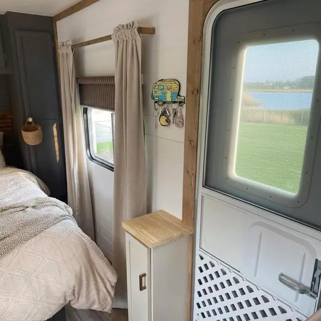 Alt view image 3 of 7 - Camper Key Holder for Wall No Drill No Holes, Adhesive Wall Mount Rack for Keys and Accessories Cute Vintage Decor for Inside RV or Trailers Stick On (Yellow/Blue)