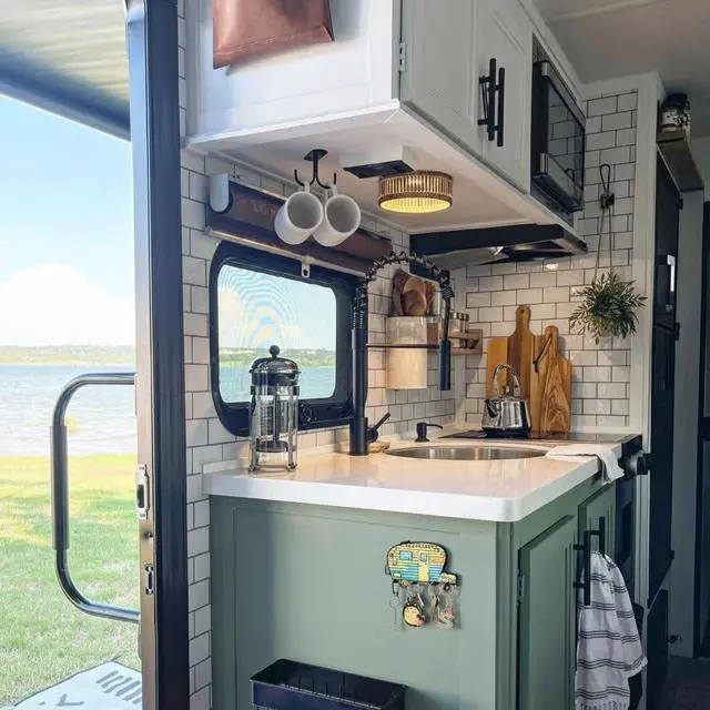 Alt view image 6 of 7 - Camper Key Holder for Wall No Drill No Holes, Adhesive Wall Mount Rack for Keys and Accessories Cute Vintage Decor for Inside RV or Trailers Stick On (Yellow/Blue)