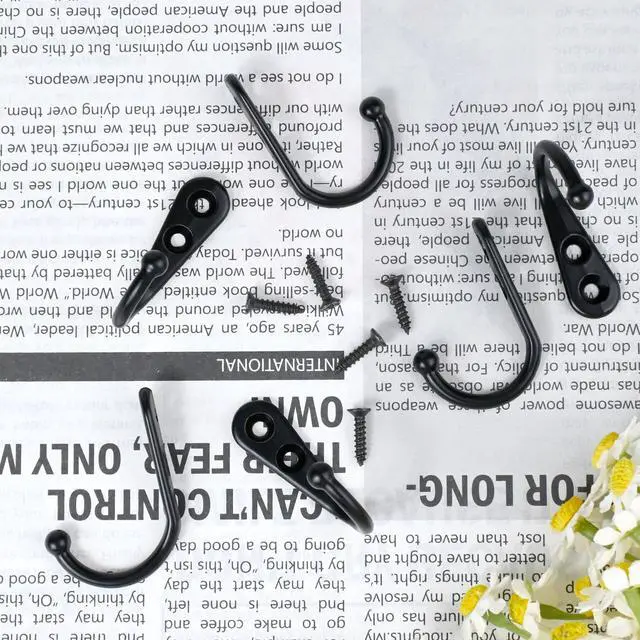 Alt view image 7 of 7 - Black Wall Mounted Coat Hooks, Rustproof Metal Hooks for Hanging with ScrewsPerfect for Bathroom, Kitchen, Hat, Towel, Keys, Bag. Versatile and Convenient Wall Hooks (10 Pack)