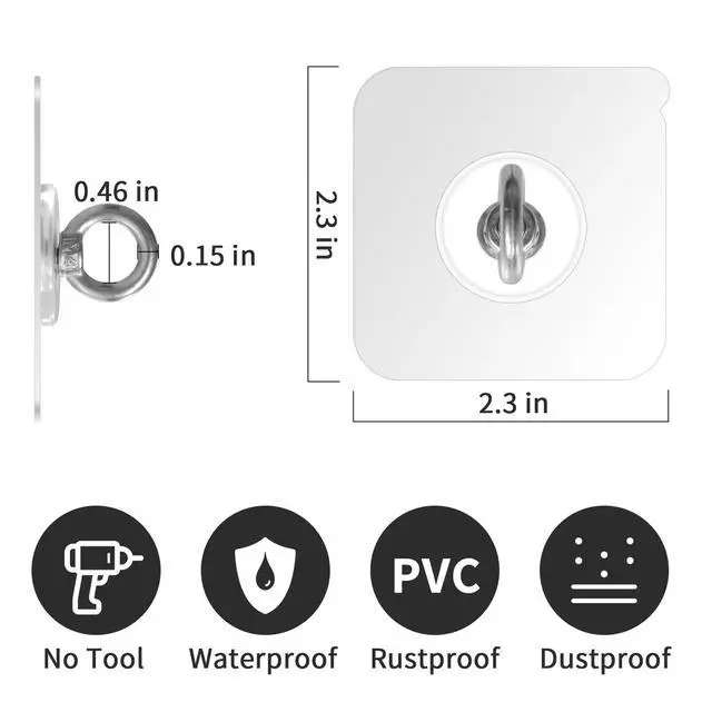Alt view image 3 of 7 - Ceiling Hooks, Practical Wall Hanging Auxiliary Hook, Stainless Steel,Waterproof,Nail-Free Adhesive Wall Hook,for Indoor and Outdoor Hanging Plants,Wind Chimes,Hangers, Decoration Hook,4 Pcs