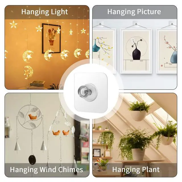 Alt view image 2 of 7 - Ceiling Hooks, Practical Wall Hanging Auxiliary Hook, Stainless Steel,Waterproof,Nail-Free Adhesive Wall Hook,for Indoor and Outdoor Hanging Plants,Wind Chimes,Hangers, Decoration Hook,4 Pcs