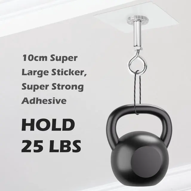 Alt view image 3 of 7 - Adhesive Ceiling Hooks 4 Pack, Hold 25lbs,Heavy Duty for Hanging Plants