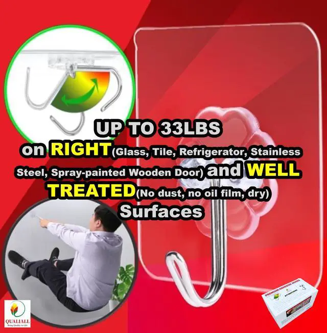 Alt view image 3 of 7 - Adhesive Hooks, Transparent, 40pcs