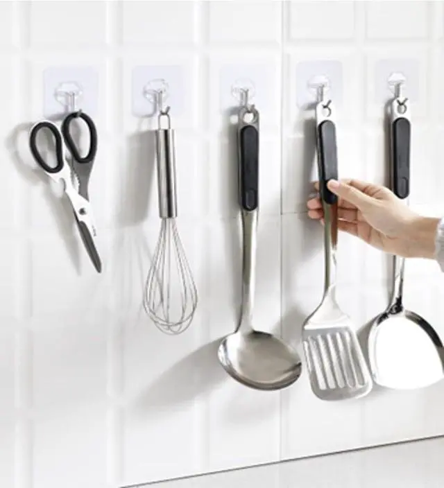 Alt view image 6 of 7 - Adhesive Hooks, Transparent, 40pcs