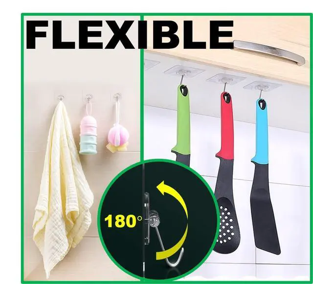 Alt view image 7 of 7 - Adhesive Hooks, Transparent, 40pcs