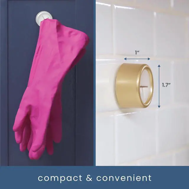 Alt view image 6 of 7 - Adhesive Push Towel Hooks, 4 Pack, Brushed Gold