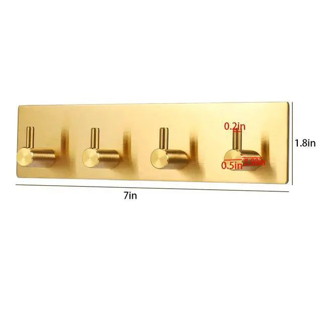 Alt view image 2 of 7 - Key Holder for Christmas Wall Decorative, Adhesive Stainless Steel Key Hooks, Key Hanger Key Organizer Towel Hook Coat Hanger for Entryway Hallway Kitchen (Four Rows, Golden 1 PC)