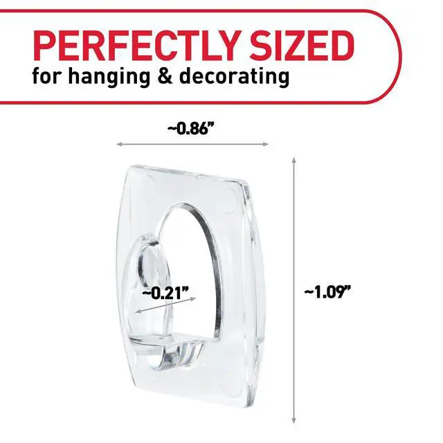 Alt view image 2 of 7 - Clear Indoor Mini Wall Hooks, 30 Hooks, 32 Strips, Damage-Free Hanging and Decorating for Home, Room, Wall, Office, and Dorm Decor, Holds up to 0.5 lb