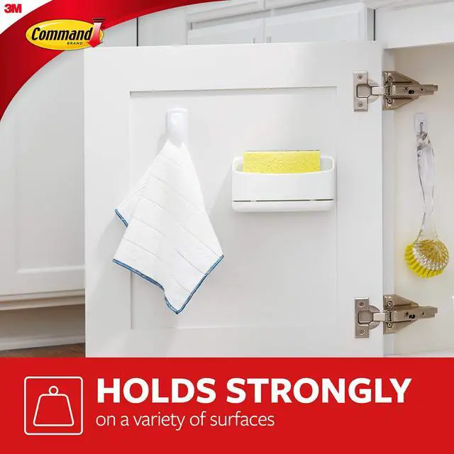 Alt view image 3 of 7 - Medium Spring Clip, White, 1-Clip, 2-Strips, Organize Damage-Free