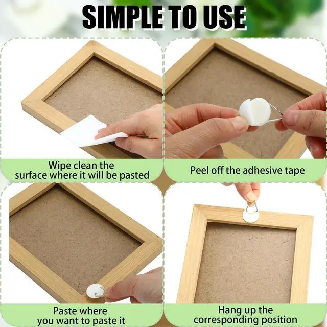 Alt view image 4 of 6 - Adhesive Picture Hanger Foamboard Picture Hanging Hooks Without Nails Plastic Sticky Photo Hooks for Home Wall Art Photo Frame Bathroom Closet (Round,Square)