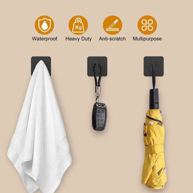 Alt view image 3 of 6 - Adhesive Wall Hooks for Hanging - Waterproof Shower Hooks