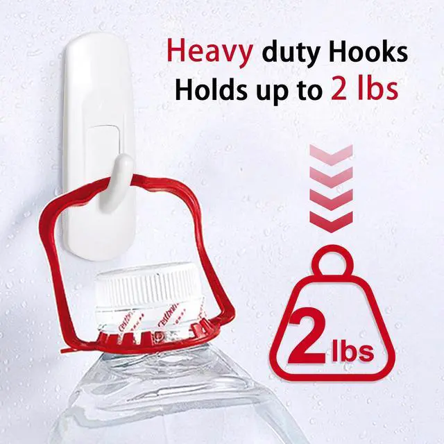 Alt view image 4 of 6 - 20 Medium Hooks for Hanging, Adhesive Wall Strips Hooks Heavy Duty, no Damage Sticky Utility with 24 Strips for Bathroom TowelCoatDoorKey