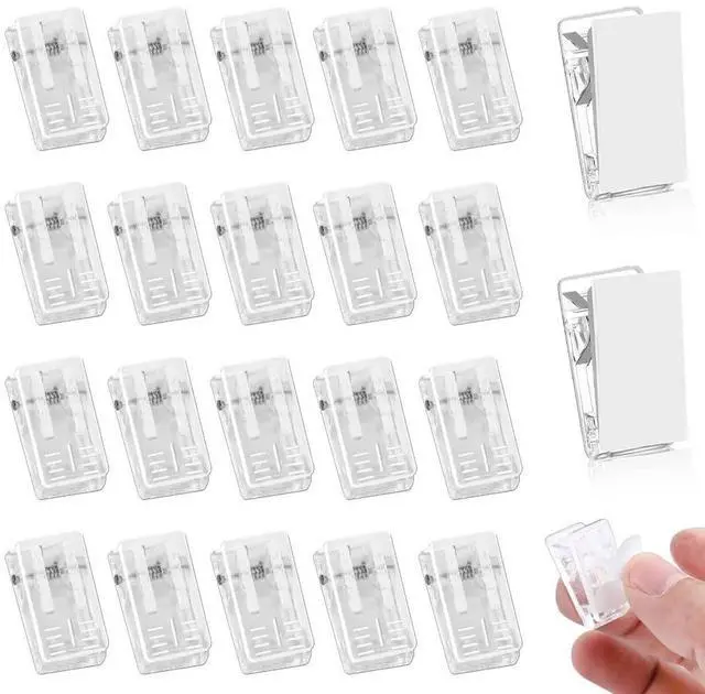 Main image of 20 Pieces Self Adhesive Clips, Tapestry Sticky Wall Photo Poster Plastic Hanging Spring Light Clips for Office Christmas Decoration, Clear