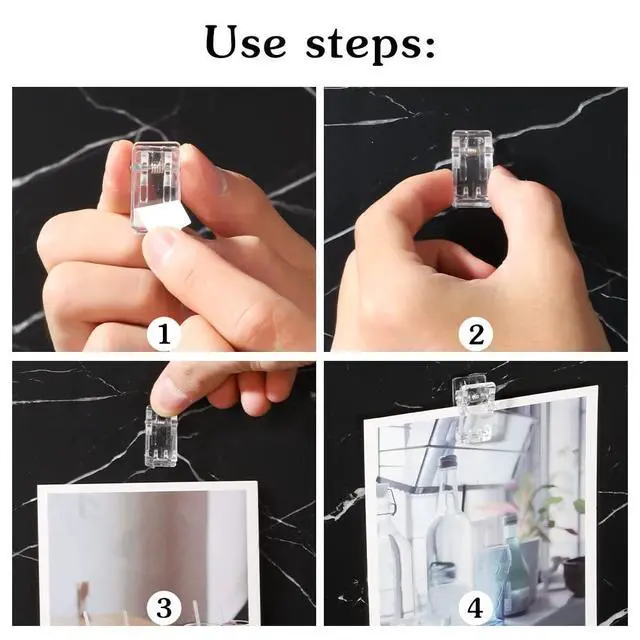 Alt view image 5 of 7 - 20 Pieces Self Adhesive Clips, Tapestry Sticky Wall Photo Poster Plastic Hanging Spring Light Clips for Office Christmas Decoration, Clear