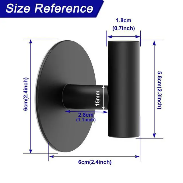 Alt view image 6 of 7 - Wall Towel Hooks, Adhesive Hooks for Coat Waterproof Shower Hooks, Sticky Hanger Hook for Hanging Coat, Clothes, Robe, Towel Hooks for Bathroom Glass Window - 2 Pack, Black