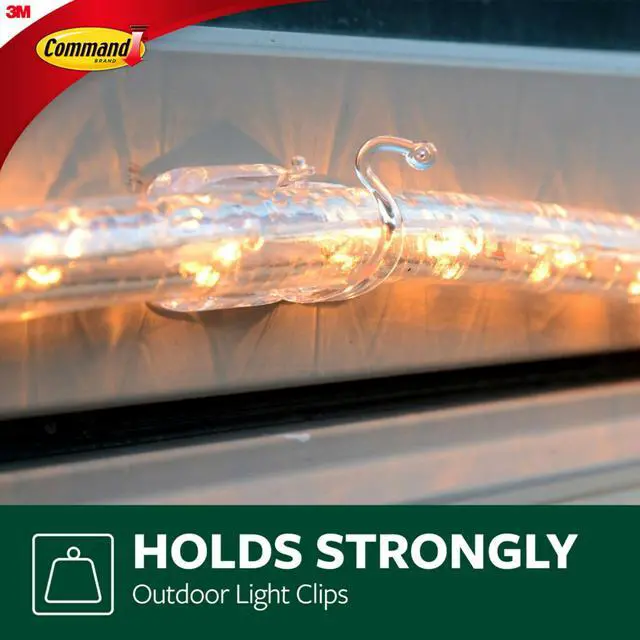 Alt view image 3 of 7 - Outdoor Rope Light Clips, 12 Hooks and 16 Command Strips, Damage Free Hanging Christmas Decorations with Weather Resistant Strips, Wall Clips for Hanging Outdoor Lights and Cable Management