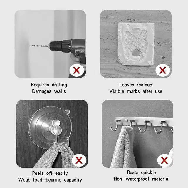 Alt view image 6 of 7 - Adhesive Wall Hook, Set Heavy-Duty Thickened self-Adhesive Hook16Pcs33lb max LoadingTransparent, Waterproof, Bathroom, Outdoor, Kitchen, Doors, Practical Tools.