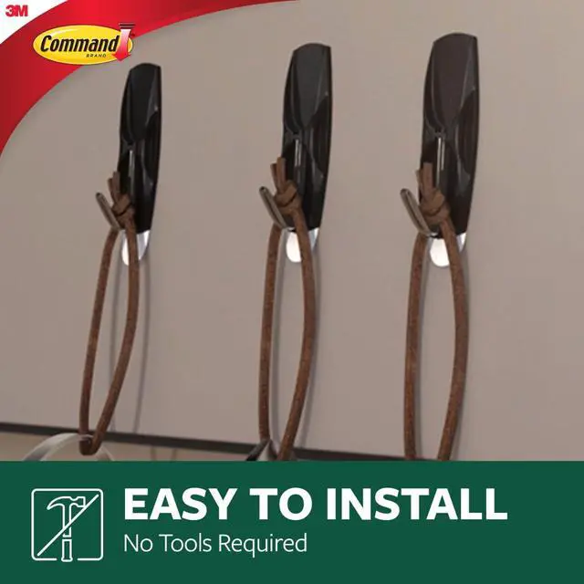 Alt view image 4 of 7 - Medium Wire Toggle Hooks, Black, Damage Free Organizing, 2 Hooks and 3 Strips