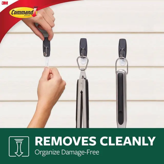 Alt view image 6 of 7 - Medium Wire Toggle Hooks, Black, Damage Free Organizing, 2 Hooks and 3 Strips
