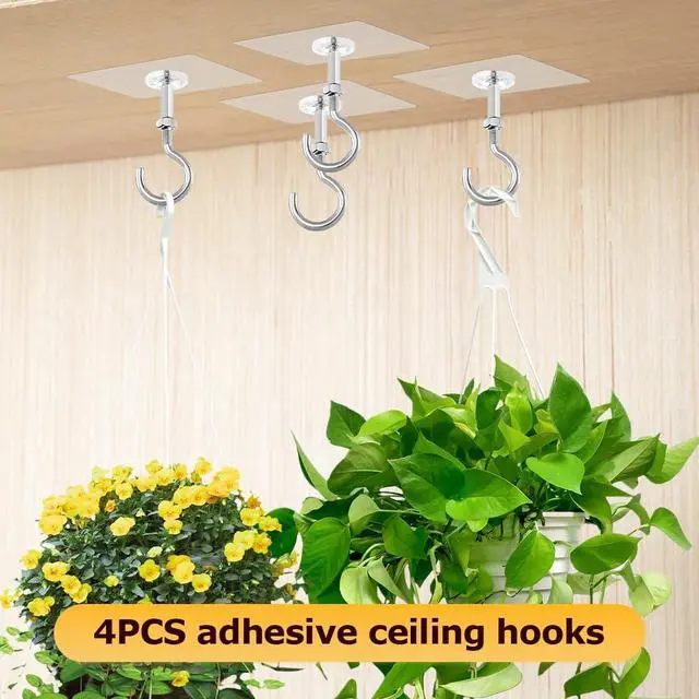 Alt view image 3 of 7 - Adhesive Ceiling Hooks, 11lbs Heavy Duty Ceiling Hooks for Hanging Plants, No Drilling Wall Hook Sticky Hanger for Hanging Lights, Wind Chimes, Lantern