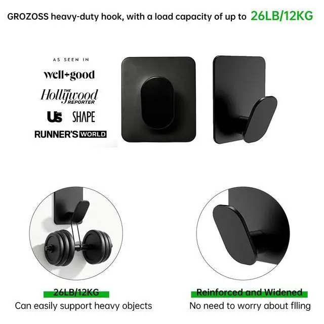 Alt view image 4 of 7 - Adhesive Hooks, Stainless Steel Wall Hooks for Camper & RV Use, Heavy-Duty No-Drill Hooks for Towels, Robes, Keys & Bags, Ideal for RV Bathroom, Kitchen & Shower (Matte Black)