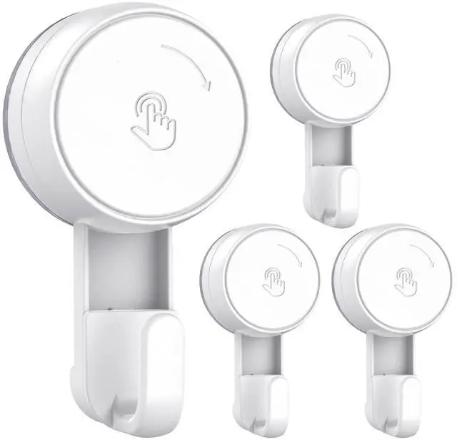Main image of Heavy Duty Waterproof Shower Hooks 4 Pack - Suction Hook, No Drill Damage-Free Removable Reusable Wall Hooks for Bathroom Kitchen Towel Bathrobe Loofah Shower Hooks (Max Load 11LB/5KG)